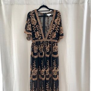 Black Mesh embroidered dress